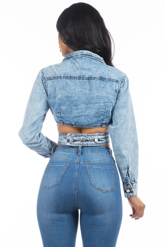 Crisscross Hobo Denim Jacket