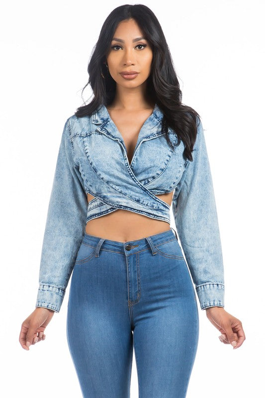 Crisscross Hobo Denim Jacket