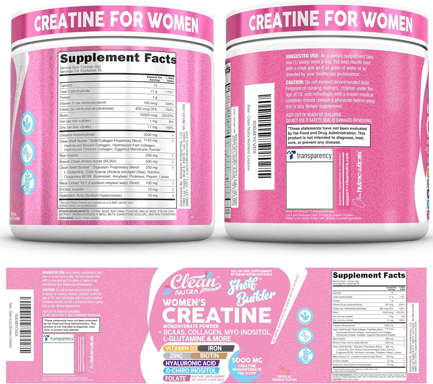 Women’s Creatine + BCAA Powder – Collagen, Biotin & Vitamins for Muscle Recovery & Wellness