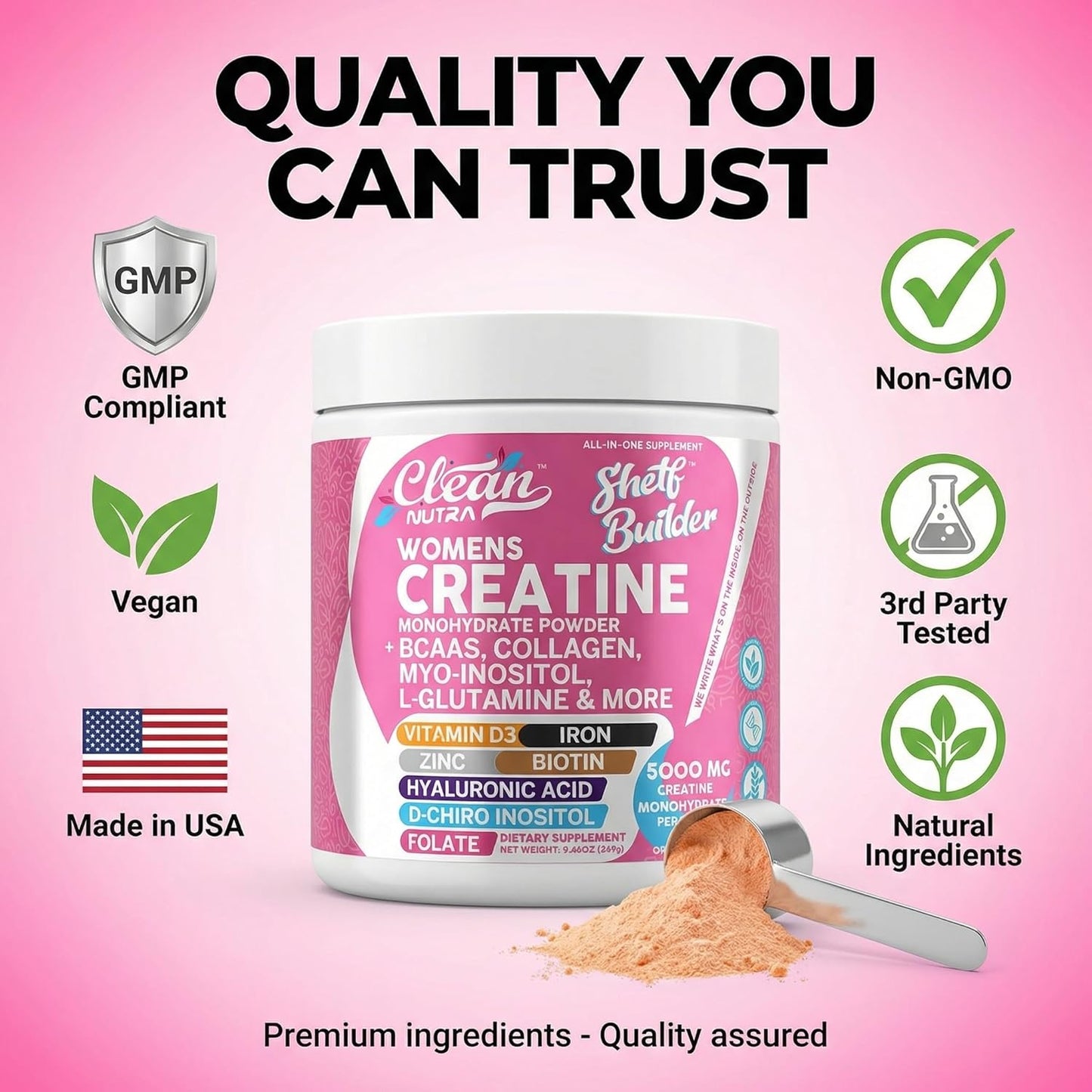 Women’s Creatine + BCAA Powder – Collagen, Biotin & Vitamins for Muscle Recovery & Wellness