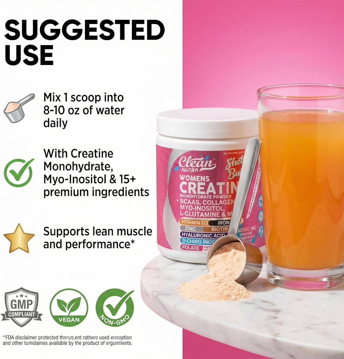 Women’s Creatine + BCAA Powder – Collagen, Biotin & Vitamins for Muscle Recovery & Wellness