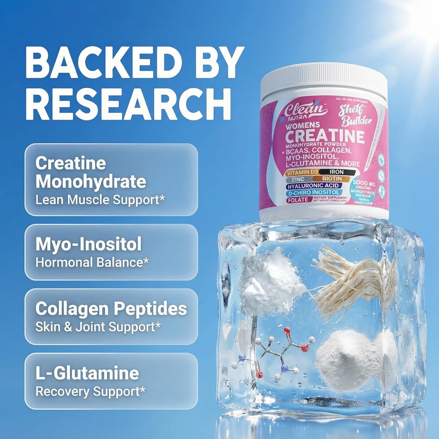 Women’s Creatine + BCAA Powder – Collagen, Biotin & Vitamins for Muscle Recovery & Wellness
