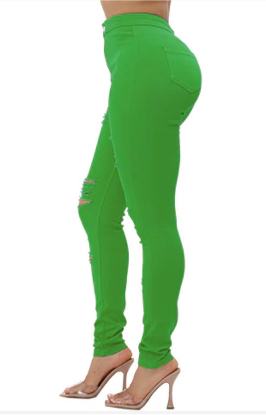 Neon Green Jeans Pant (DISTRESSED)