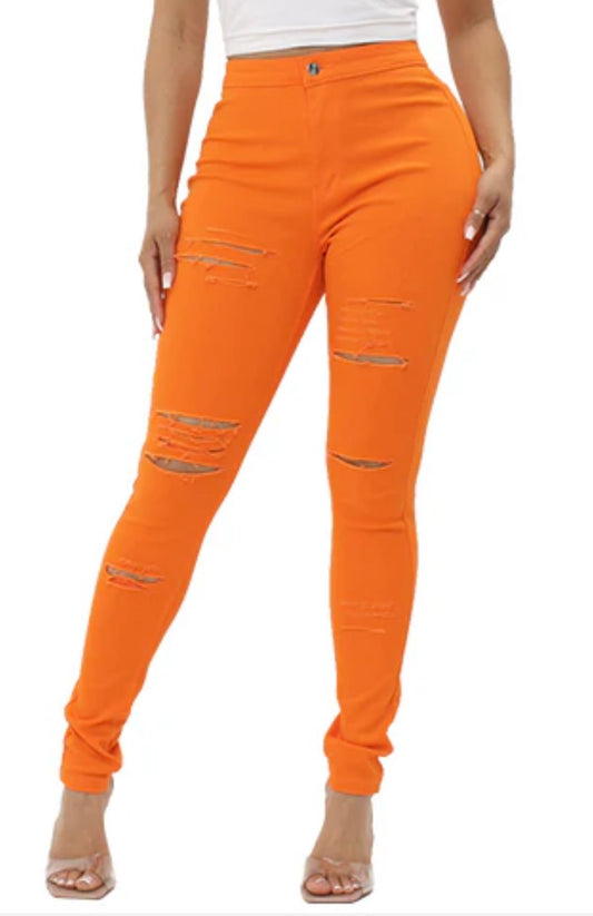 Orange Jeans Pant (DISTRESSED)